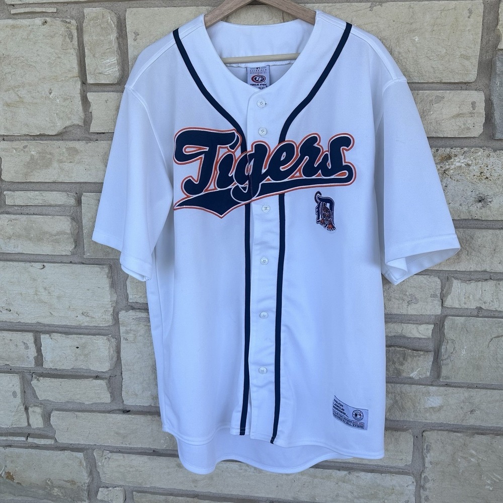 Detroit Tigers Baseball Jersey Men's XL True Fan MLB  Button Front Embroidered‎